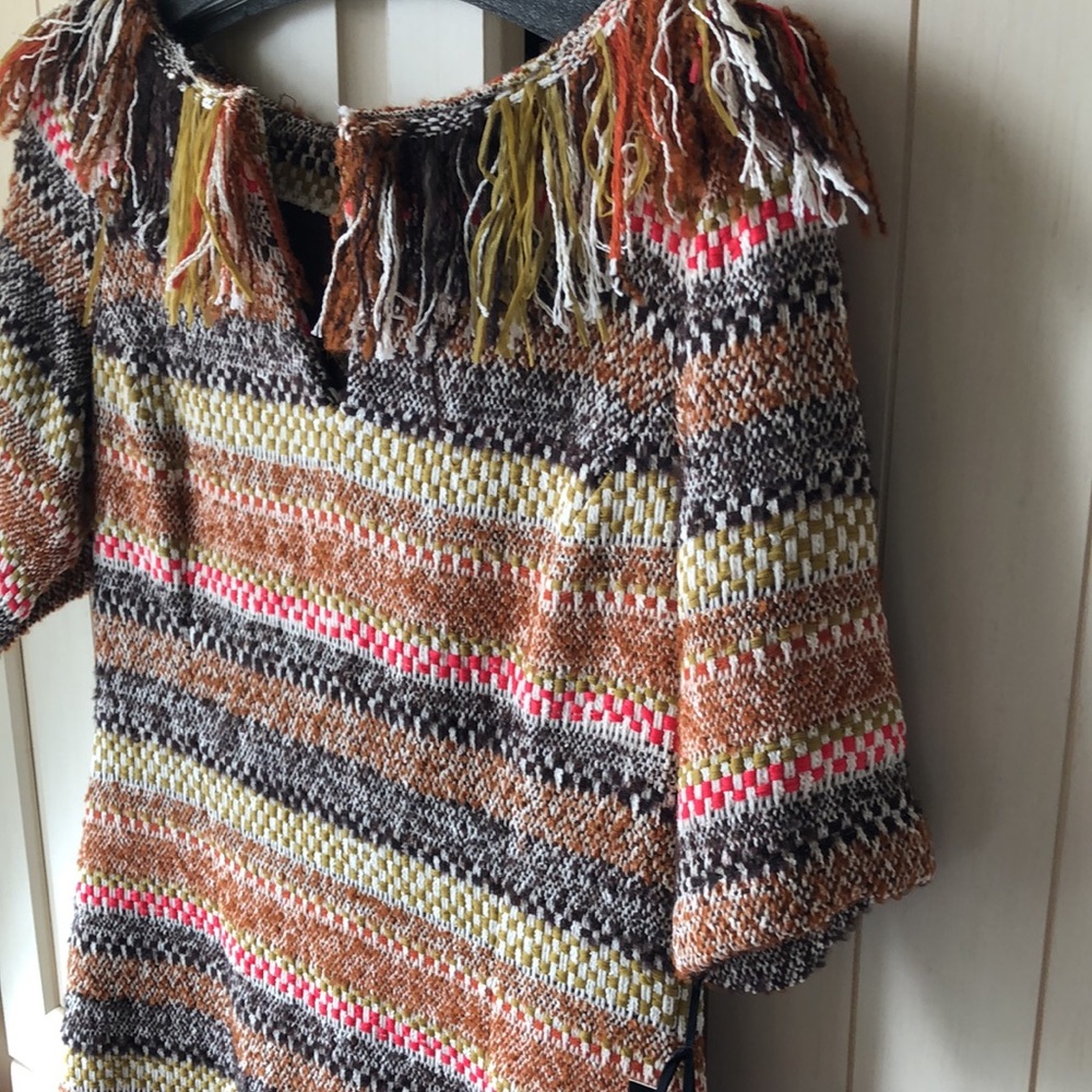 NWT • WORTH NEW YORK $598 Fringed Blanket Stripe Dress - Picture 9 of 16